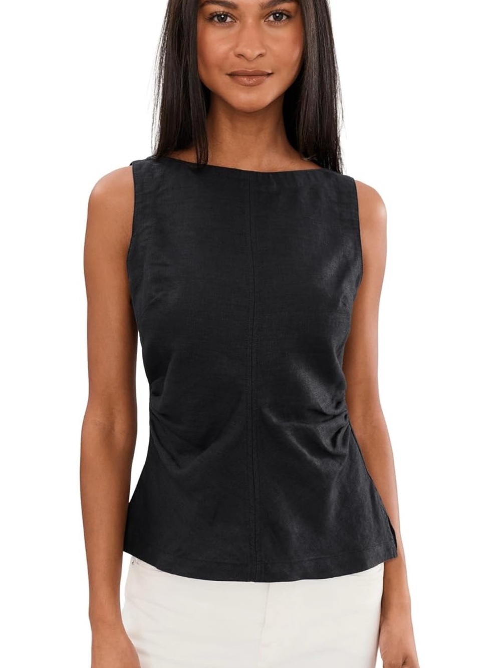 NWT Madewell Cinched Boatneck Sleeveless Linen Top size 14